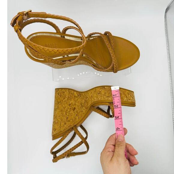 PAIGE cognac Hazel Ankle Strap Platform Wedge Sandal (Women) size 8.5 - Picture 4 of 10